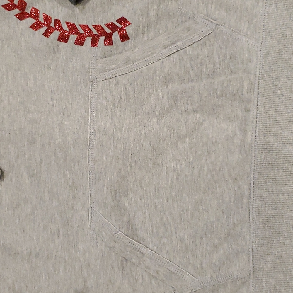 Womens District light & dark gray baseball hoodie size L - Picture 4 of 6